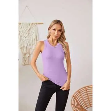 VICHYIE Summer Womens Tops Plus Size Sleeveless Tank Tops Cami Top Shirt Ribbed Racerback Blouses Pu...