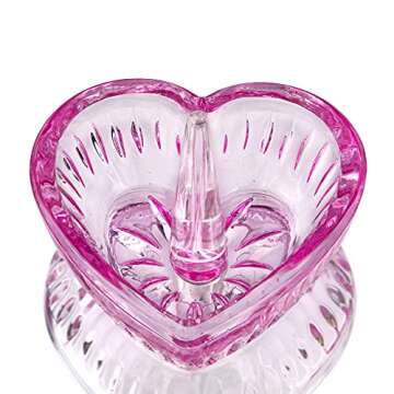 HDCRYSTALGIFTS Pink Crystal Heart Ring Holder Dish - Elegant Jewelry Storage Solution