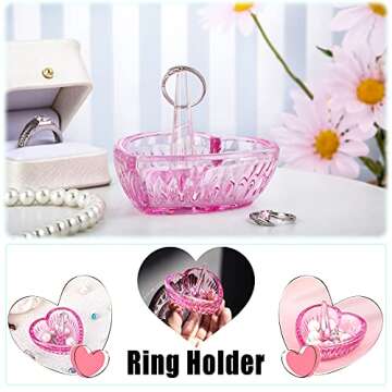 Elegant HDCRYSTALGIFTS Pink Heart Ring Holder Dish