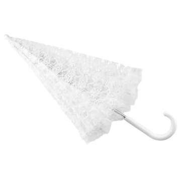 Homeford White Lace Parasol Bridal Umbrella, 26-inch Diameter, 23-inch Length