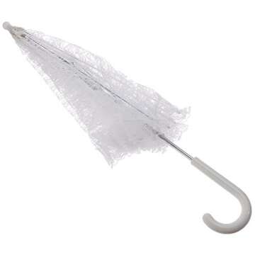 Homeford White Lace Parasol Bridal Umbrella, 26-inch Diameter, 23-inch Length