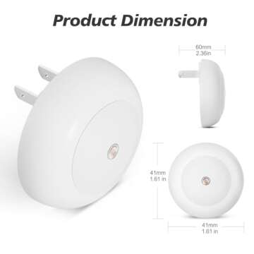 fesnne Night Light, Night Lights Plug into Wall, Dusk to Dawn Sensor Warm White Led Night Light 0.5W, 2 Pack Nightlight for Adults, Bedroom, Bathroom, Hallway, Kitchen