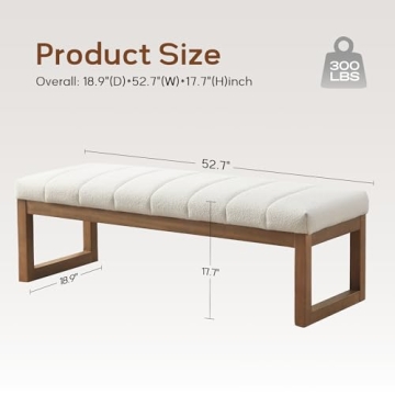 Zihanhome Modern 52.7" Upholstered Teddy Fabric Bench