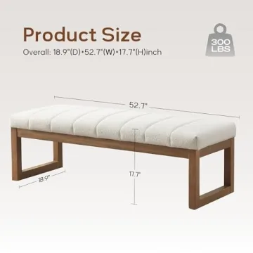 Zihanhome Modern 52.7" Upholstered Teddy Fabric Bench
