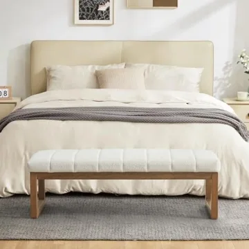 Zihanhome Modern 52.7" Upholstered Teddy Fabric Bench