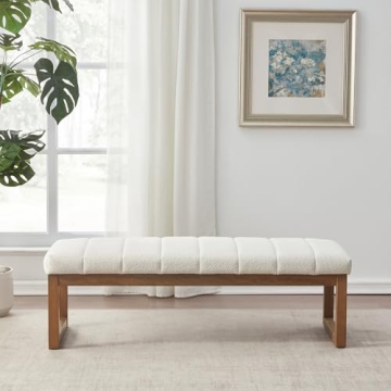 Zihanhome Modern 52.7" Upholstered Teddy Fabric Bench