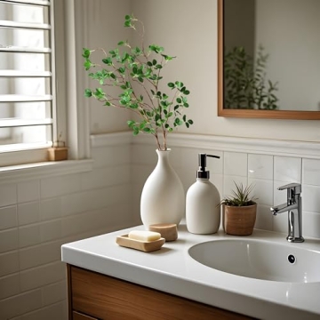 Htmeing Artificial Eucalytus Green Branches Faux Ficus Twig Home Office Shop Decoration (2PCS)