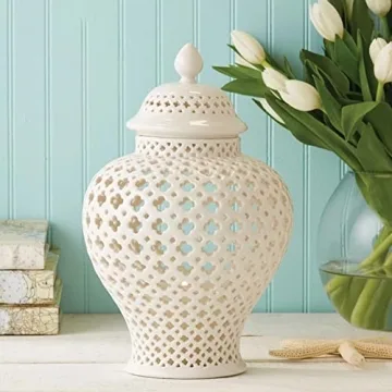 Elegant White Porcelain Ginger Jar for Home Decor