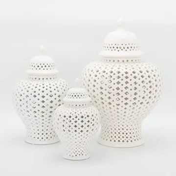 Elegant White Porcelain Ginger Jar for Home Decor