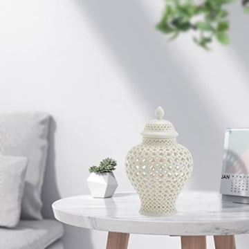 Elegant White Porcelain Ginger Jar for Home Decor