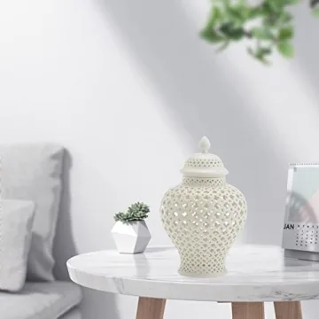 Elegant White Porcelain Ginger Jar for Home Decor