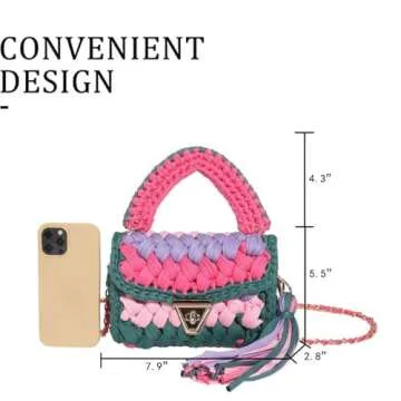 SDIYABOLO Handmade Crochet Wedding Party Purse Crossbody Bags for Women Shoulder Bag Clutch Flap Evening Bag (Blue-08)