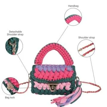 SDIYABOLO Handmade Crochet Wedding Party Purse Crossbody Bags for Women Shoulder Bag Clutch Flap Evening Bag (Blue-08)