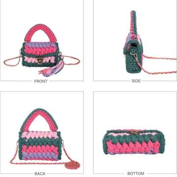 SDIYABOLO Handmade Crochet Wedding Party Purse Crossbody Bags for Women Shoulder Bag Clutch Flap Evening Bag (Blue-08)