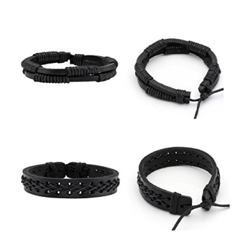 MILAKOO Leather and Wooden Beaded Bracelets Set