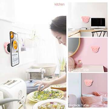 TOPGO Socket Car Mount for Phone Holder Cute Bear Style Silicone Grip Stand with Phone line Clasp fo...