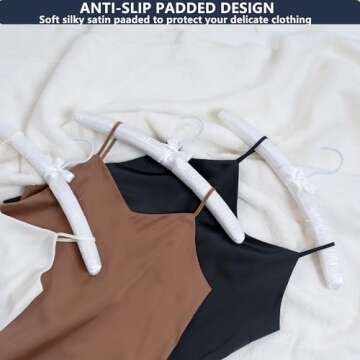 Cocomaya 17 Inch Extra Large Anti Slip Satin Padded Bridal Wedding Dress Hanger No Bumps for Dress Coats, Sweaters Pack of 5 (White, 5)