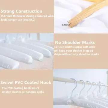 Cocomaya 17 Inch Extra Large Anti Slip Satin Padded Bridal Wedding Dress Hanger No Bumps for Dress Coats, Sweaters Pack of 5 (White, 5)