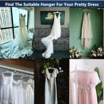 Cocomaya 17 Inch Extra Large Anti Slip Satin Padded Bridal Wedding Dress Hanger No Bumps for Dress Coats, Sweaters Pack of 5 (White, 5)