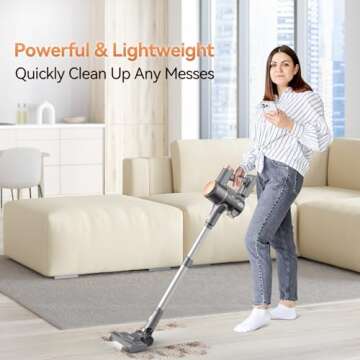 N8 Cordless Vacuum Cleaner, Lightweight Stick Vacuum with Powerful Suction, 2200mAh Battery, 40 Mins...
