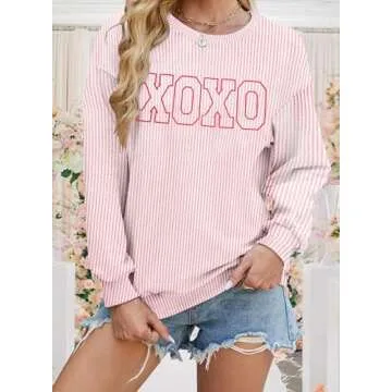 MNLYBABY Valentine's Day Sweatshirt - Cute Love Heart Pullover Stylish Top for Women