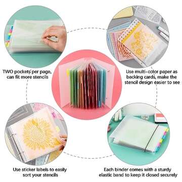 Briartw Cookie Stencil Storage Binder for Storage 6x6inch Stencils,Die Cuts,DIY Scrapbooking,Clear S...