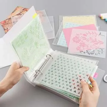 Briartw Cookie Stencil Storage Binder for Storage 6x6inch Stencils,Die Cuts,DIY Scrapbooking,Clear Stamp,Storage Folder Organizer Include 1 Cover,50 Sleeve,50 Backing Paper and 10 Sheets Divider Tabs