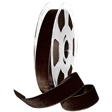 Morex Ribbon Nylon Velvet - 7/8" x 11 Yards in Chocolate - High-Quality Craft Ribbon