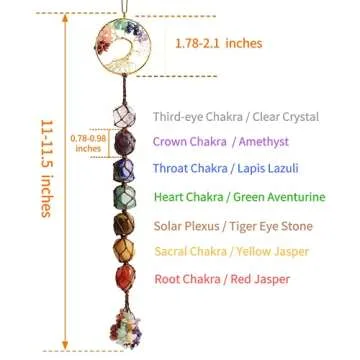 7 Chakras Stones Healing Crystals Tree of Life Wall Hanger for Meditation