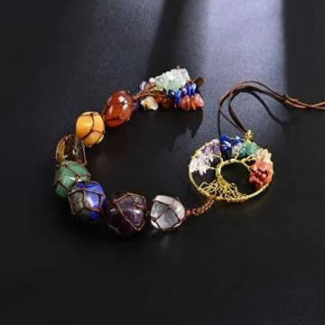 Enchanting 7 Chakras Healing Crystals Tree of Life Hanger