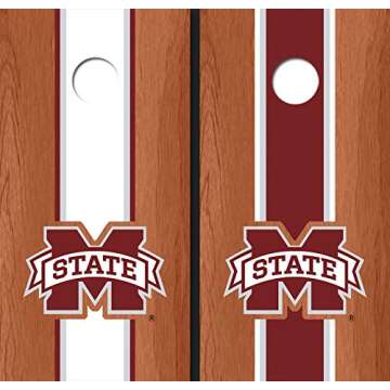 All American Tailgate Mississippi State University M Rosewood Alternating Long Stripe Cornhole Board...