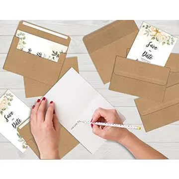 Better Office Products A7 Kraft Invitation Envelopes, Use with 5 x 7 inch Cards, Strong Bond Paper, Straight Flap with Peel and Stick Closure, 100 Pack (5.25 x 7.25 inch)
