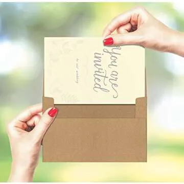 Better Office Products A7 Kraft Invitation Envelopes, Use with 5 x 7 inch Cards, Strong Bond Paper, Straight Flap with Peel and Stick Closure, 100 Pack (5.25 x 7.25 inch)