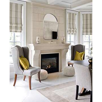 ANDY STAR Arched Wall Mirror, 22" x 35" Brushed Nickel Bathroom Mirror, Silver Arched Mirrors in Stainless Steel Metal Frame, Arched Top Rounded Corner 2" Deep Set Design Wall Mount Hangs Vertical