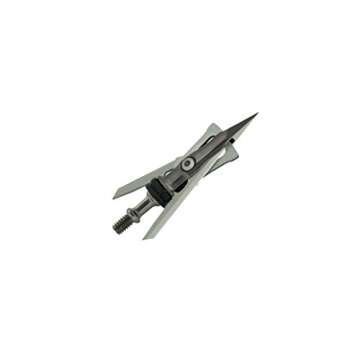 RAGE Hypodermic 2-Blade 100 Grain Broadhead with Exclusive Hybrid Tip, One Piece Stainless Steel Ferrule, Shock Collar Technology, .035” Stainless Steel Blades and a 2”+ Expandable Cut - 3 Pack