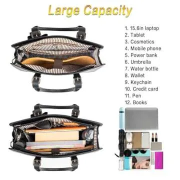 MATEIN Womens Briefcase, Large Waterproof PU Leather Work Laptop Tote Bag with USB Charging Port Casual Computer Shoulder Bag Messenger fits 15.6 Inch, Business Handbag Satchel Purse 2pcs Set,Black