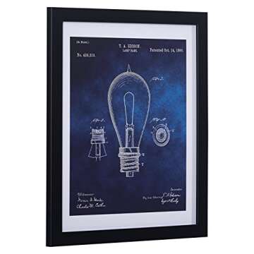 Amazon Brand – Rivet Black and White Print of 1892 Bulb in Black Frame, 15" x 18"
