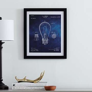 Amazon Brand – Rivet Black and White Print of 1892 Bulb in Black Frame, 15" x 18"