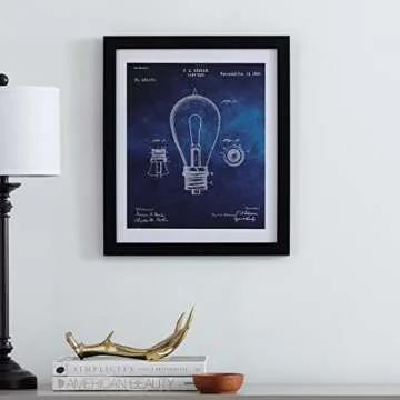 Amazon Brand – Rivet Black and White Print of 1892 Bulb in Black Frame, 15" x 18"