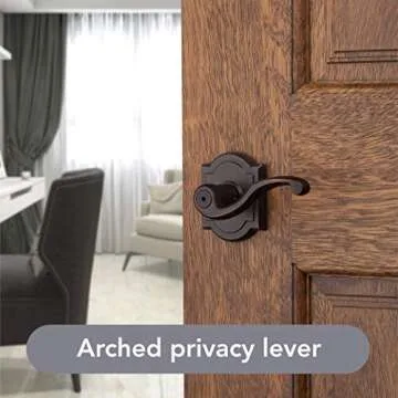 Baldwin Madrina, Interior Privacy Door Handle Reversible Lever for Bedroom/Bathroom, Keyless Door Lock, in Venetian Bronze