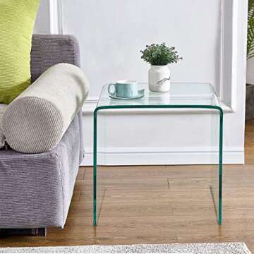 Glass End Side Table for Living Room Nightstand Bedside Table Small Coffee Table(19.7" x15.7x17.7) (20x16x18)