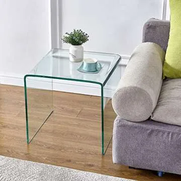 Glass End Side Table for Living Room Nightstand Bedside Table Small Coffee Table(19.7" x15.7x17.7) (20x16x18)