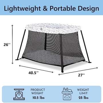 Dream On Me Travel Light Playard in White, Lightweight, Portable and Easy to Carry Baby Playard, Indoor and Outdoor - with a Soft and Comfortable Mattress Pad