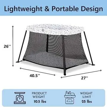Dream On Me Travel Light Playard in White, Lightweight, Portable and Easy to Carry Baby Playard, Indoor and Outdoor - with a Soft and Comfortable Mattress Pad