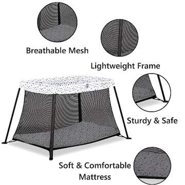 Dream On Me Travel Light Playard in White, Lightweight, Portable and Easy to Carry Baby Playard, Indoor and Outdoor - with a Soft and Comfortable Mattress Pad