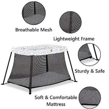 Dream On Me Travel Light Playard in White, Lightweight, Portable and Easy to Carry Baby Playard, Indoor and Outdoor - with a Soft and Comfortable Mattress Pad