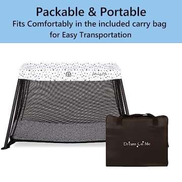Dream On Me Travel Light Playard in White, Lightweight, Portable and Easy to Carry Baby Playard, Indoor and Outdoor - with a Soft and Comfortable Mattress Pad
