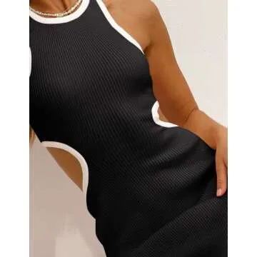 KMOLY Sexy Sleeveless Cut Out Midi Dress for Women