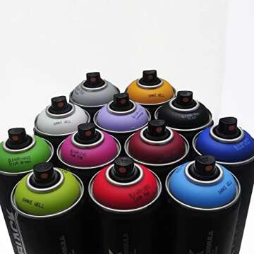 Montana Black 400ml Popular Colors Set of 12 Graffiti Street Art Mural Spray Paint