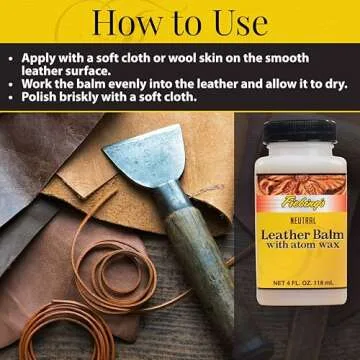 Fiebing's Leather Balm (4 oz) - Liquid Atom Wax Top Finish Conditioner for Neutral Recoloring All Smooth Leathercraft - Restore, Soften, Polish Car, Furniture, Boot, Purse with Natural Mellow Finish